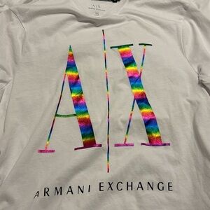 Armani Exchange foil Pride rainbow logo Tshirt size XS